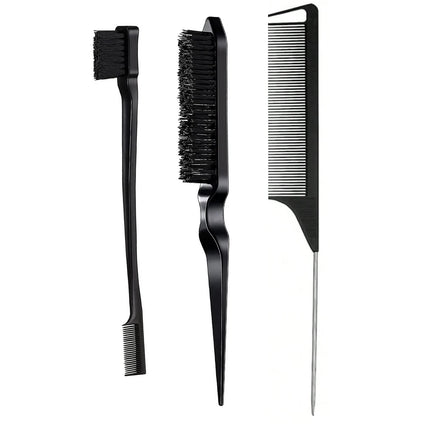 3-Piece Hair Styling Comb Set with Triple Tear Hair Brush, Mouse Tail Comb Edge Brush, Salon Hair Styling Tool, Hair Tail Tool