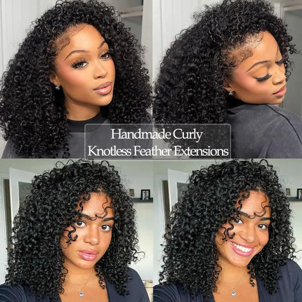 Deep Curly Crochet Human Hair Wet And Wavy Quick Weave Knotless Hair Extensions Water Wave Feather Twist Braiding Hair For Boho