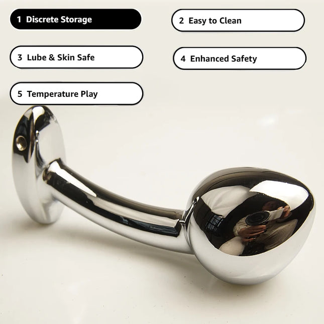 Metal Curved Butt Anal Plug Dildo Sex Toys, Anus Ass Butt Trainer, Analplug Buttplug Butt Plug, G-spot Prostate Massage