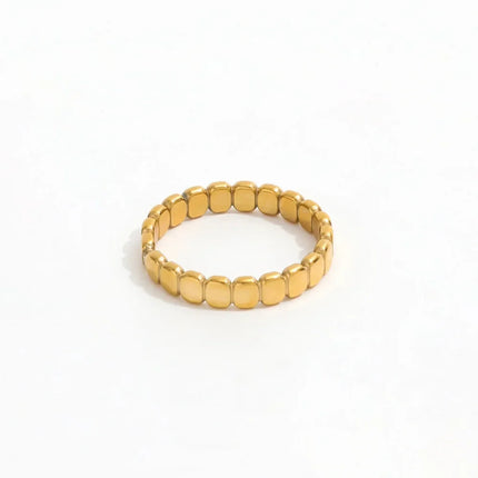 2/4mm Tiny Thick Selection Gold Color Beaded Stainless Steel Rings for Women Retro Statement Plain Band Knuckle Stacking Jewelry
