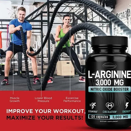 L-Arginine - Strengthen Muscles, Improve Blood Circulation, and Boost Energy, Endurance and Athletic Performance