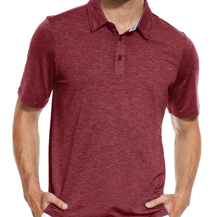 TACVASEN Summer Polo T-shirts Mens Casual Short Sleeve Shirts 3 Buttons Down Quick Dry Breathable Golf Fishing Pullover Workwear