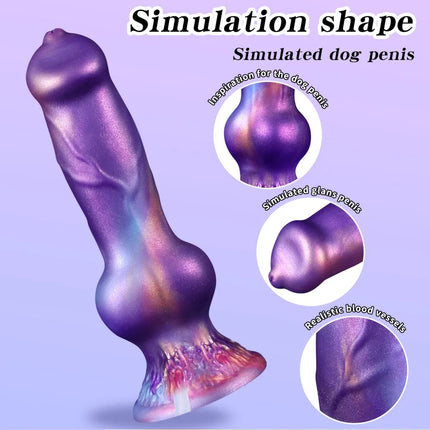 Realistic Dog Penis Squirting Dildo Anal Plug Knot Suction Cup Enema Ball Waterproof Silicone Fantasy Adult Toy for Men and Wome- DILDO