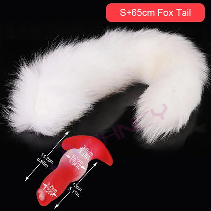 Anal Plug with Tail BDSM Adult Sex Game Cosplay 18+ Anal Dildo for Women Men Silicone Soft Butt Plug Gay Sex Toys for Party BDSM