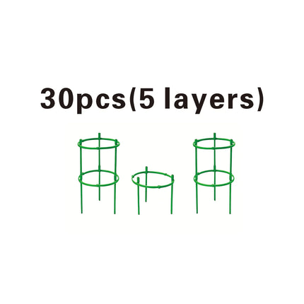 30/60/90pcs Adjustable 5/10/15 Tier Plastic Plant Support Rings - Stackable Green Plaid Design, Lightweight Durable & Easy to