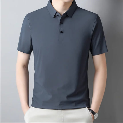 Summer New Men's Short Sleeve Ice Silk POLO Shirt Fashion Simple Men's Business Casual Pullover Large Size 5XL