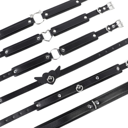 Vintage Sexy Heart Charm Gothic Collar Necklace for Women Black Leather Punk Style Adult Gift with Lock Fashion Accessory