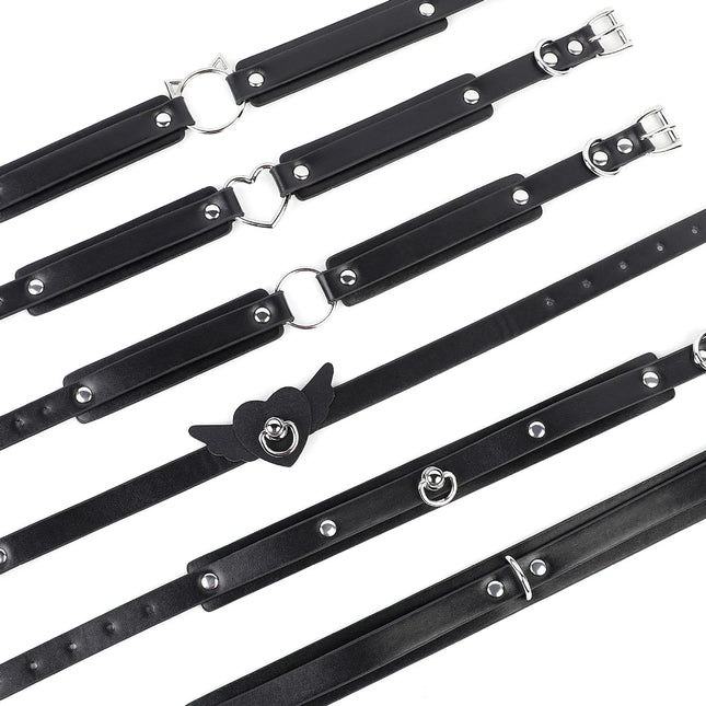 Vintage Sexy Heart Charm Gothic Choker Necklace for Women Black Leather Punk Style Adult Gift with Lock Fashion Accessory