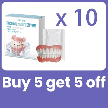 Dentures Full Set Natural Upper Lower Braces Silicone Denture Set for Men Women Instant Confident Fake Tooth Oral Hygiene Care