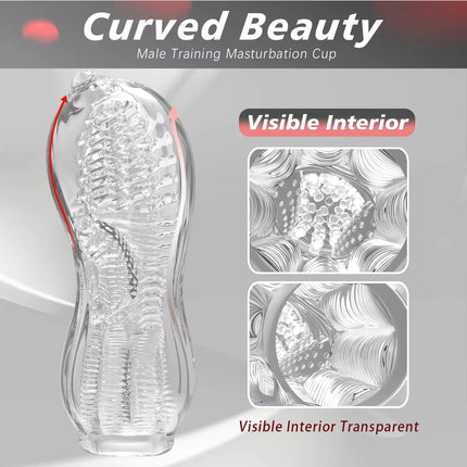 Male Masturbation Soft Rubber Transparent Vaginal Massage Airplane Cup Portable Hidden Male Tool Manual Trainer Adult Sex Toy