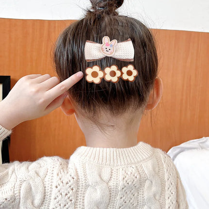 Milk Coffee Kids Hairpins Set Cute Bear Rabbit Bow Princess Girl Hair Clips Korean Headwear for Girl Kids Hair Accessory
