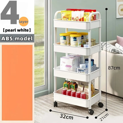 4-tier storage cart - multifunctional rolling cart, suitable for the kitchen, bathroom, nursery, bedroom, and more