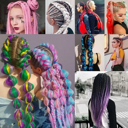Synthetic Jumbo Braids Hair 24Inch Braiding Hair Extensions Ombre Fake Hair For Crochet Box Braid Blue Purple for Women