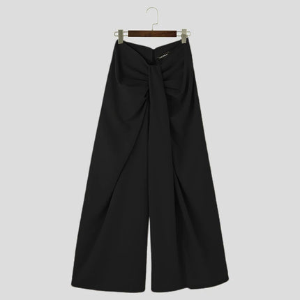 INCERUN Men Wide Leg Pants Solid Color Pleated Joggers Zipper Casual Trousers Men Streetwear 2024 Loose Fashion Long Pants S-5XL