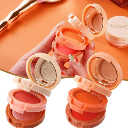 3 in - 1 One Makeup Palette Peach Blush Contour Shadow Highlighter with Matte & Glitter Pigments for Eyebrow Nose and Face Plus