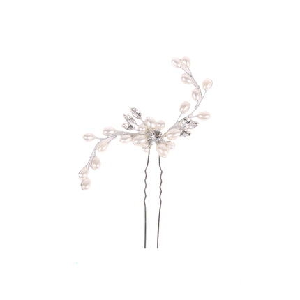 Western Wedding Fashion Headdress for Pearl Crystal Bride Handmade Wedding Crown Floral Pearl Hair Accessories Hairpin Ornaments