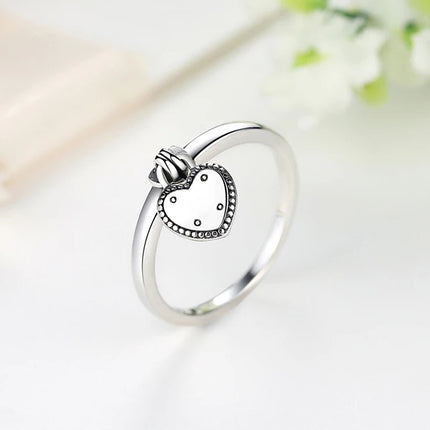 925 Sterling Silver Rings For Women Original Crown Love Heart Wishbone Engagement Wedding Rose Gold Crystal Ring Luxury Jewelry