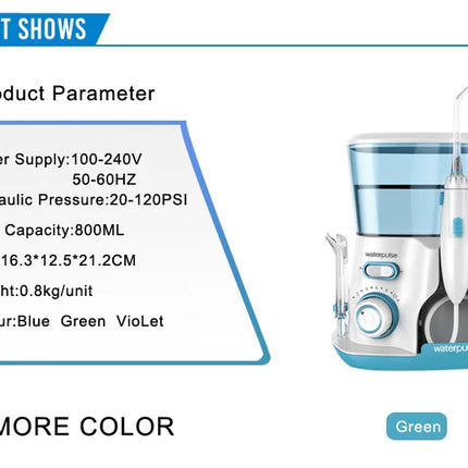 10 levels 20-120PSI Oral Irrigator Power water Floss, Dental Irrigator Hygiene Water Flosser with 5 nozzles