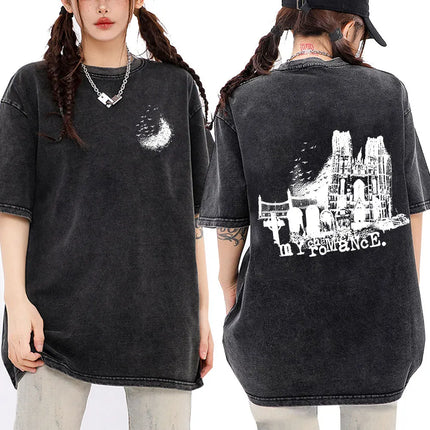 My Chemical Romance Band Washed T-shirt Long Live The Black Parade Tour Merch T-shirts Men Women Gothic Punk Oversized T Shirts
