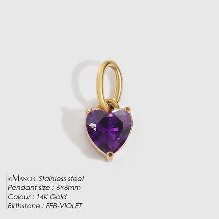 eManco 6MM Colorful Birthstone Pendant DIY Stainless Steel Women's Accessories Niche Design Luxury Rhinestone Charms Wholesale
