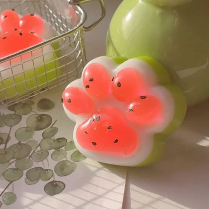 Cute Summer Limited Watermelon Cat's Paw Antistress Foot Squishy Toy,Fidget Toy, Mochi Squishy, Stress Reliever  Squeeze Toys