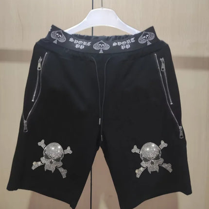 2025 new Sweatpants Track Pants Men Slim Fit Workout Trousers Male Multi-pocket Casual Rhinestones Pants  Design Sportswear
