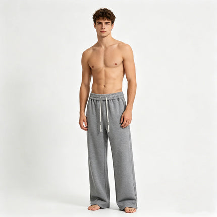 Streetwear Flared Joggers Sweatpants Men's Open Bottom Drawstring Elastic Waist Ankle Zip Up Athletic Lounge Pants Grey/Black
