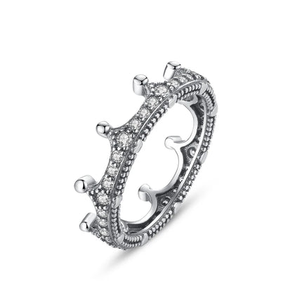 Original 925 Sterling Silver Ring Love Heart Wishbone Moon Sun Rings Crystal Rose Gold For Women Wedding Gift Luxury Jewelry