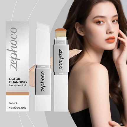 ZEPHOCO 2 in 1 Color Changing Foundation Make-up Stick Long Lasting Moisturizing Makeup High Concealer Power Makeup Korean