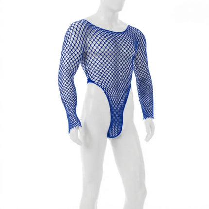 Green Summer Male Mesh Tops Men's Bodysuits Sexy Hollow Out Nightwear Gentlemen Breathable Sexy Outfit Blue White Purple Color