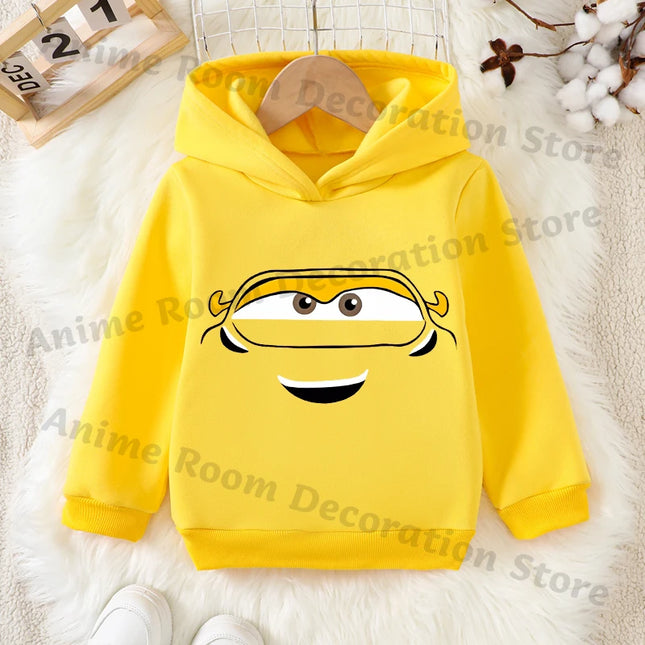 Lightning Mcqueen and Sally Sports Hoodies for Boys Girls Anime Cartoon Cute Hooded Sweatshirt Children Autumn Fashion Clothes