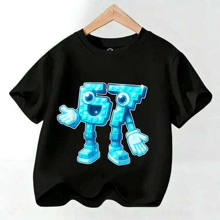 Summer Six Seven 67 Cartoon Cute Print Children‘s Short Sleeve Tops Cotton Casual Kids T-shirt Fashion Boys Girls Clothes Tees