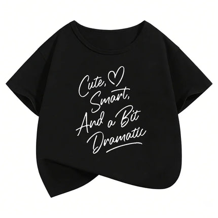 Cute Smart Dramatic Letter Printed T Shirts Short Sleeve Kids Children's T-shirt Boys Girls Summer Spring Casual Top Tee Shirt
