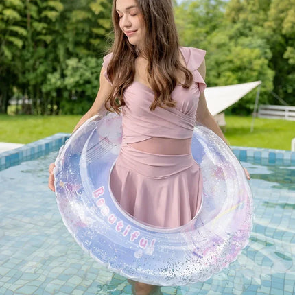 Dreamy Castle Inflatable Toys Summer Pool Swimming Ring PVC Thickened Floating Water Toy Outdoor Inflatable Toy for Kid Adult