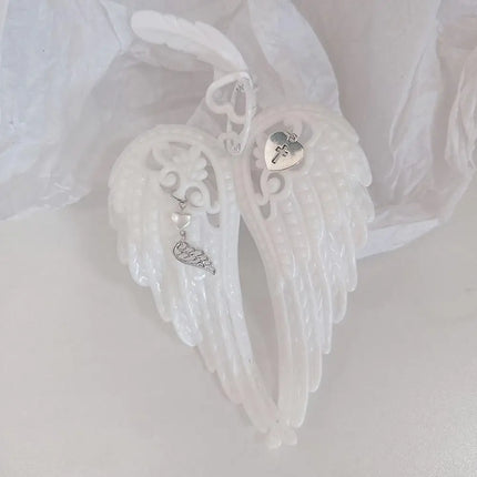 Wings Shape Carabiner Acrylic Keychain Y2K Punk  Angel Wings Bag Pendant Heart Cross White DIY Keychain Bag Hanging Decor