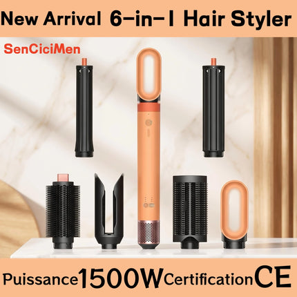 6-In-1 Hair Care Styler Negative Ion Blow Dryer Multi-Function Curling Iron Combination for Styling And Grooming