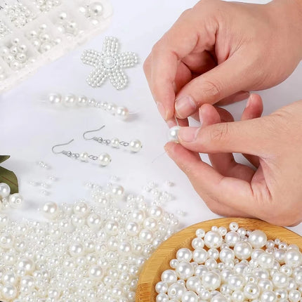3-14mm Acrylic Imitation Pearl Beads 800pcs DIY Jewelry Making Kit for Necklace Bracelet Artware Decoration