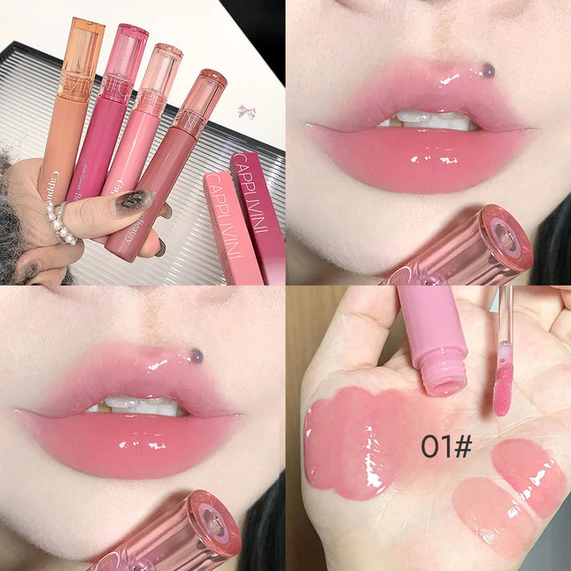 Cappuvini Jelly Mirror Lip Glaze Water Light Moisturizing Lip Gloss Long-lasting Makeup Lipstick