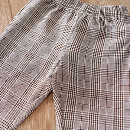 Newborn Clothes Checkered Gentleman Soft Boy And Girl Springand Autumn Long Sleeved Baby Triangle Jumpsuit+Pants+Hat 3-Piece Set