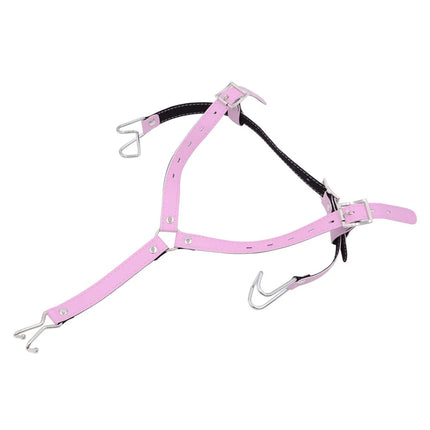Leather-and-Metal Head-Mounted Mouth Gag with SM Training Features Alternative Control Nose Hook Integrated Mouth Expander Sex