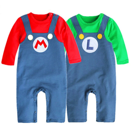 Super Mario Luigi Baby Set - Long Sleeve Romper Hat