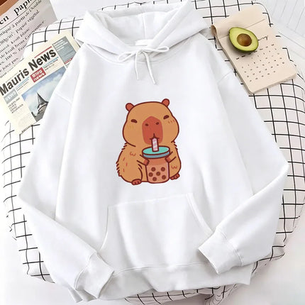 Capybara Cartoon Hoodie Graphic Printing Kawaii Sweatshirt Long Sleeve Comfortable Clothing Casual Pullovers Soft Cute