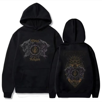 Power Meta Rock Band Powerwolf Graphic Print Hoodie Men Women Oversized Pullover New Fashion Streetwear Hip Hop Style Sweatshirt