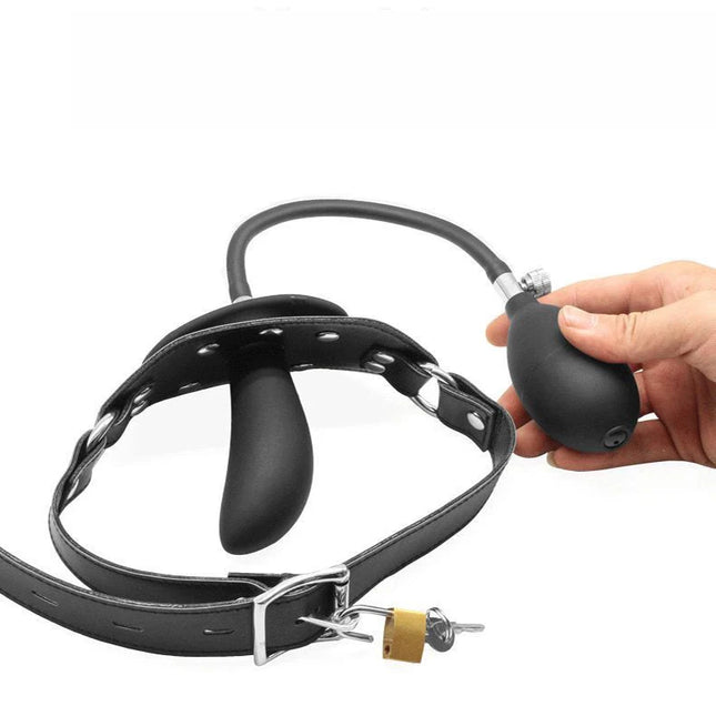 SM Liquid Silicone Inflatable Training Bondage Mouth Gag Oral Stuffed Open Penis Mouth Passion Couple Flirting Restraints Sex Toy