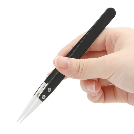 Stainless Steel Ceramic Tip Tweezers Antimagnetic High Temperature Resistant Non-Conductive Precision Tool for Professionals