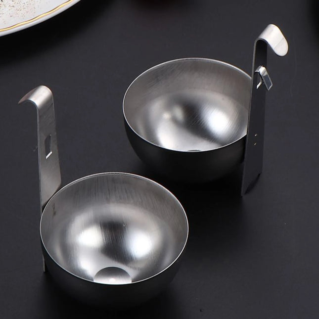 Egg Poacher Stainless Steel Egg Poacher Nonstick Egg Boiling Heating Mold with Hanger Hook Kitchen Steaming Gadgets Tools