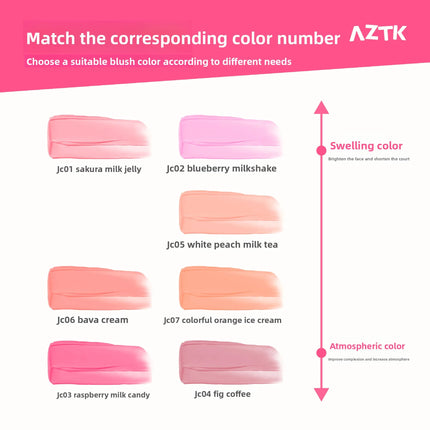 AZTK Liquid Blush Highlighter Contour Stick - Creamy Matte Natural Flush,Face Sculpting & Lifting Effect,Long Lasting Cheek Tint