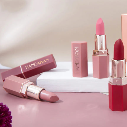 6 Colors Nude Matte Lipstick Waterproof Velvet Lipsticks Sexy Red Brown Pigments Makeup Long Lasting Profissional Lips Cosmetics