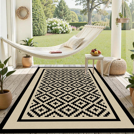 Double-Sided Outdoor Waterproof Reversible Mats Plastic Straw Patio Rugs Double Layer Woven Carpet PP Material Family Picnic Mat