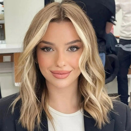 New Loose Wave Shoulder Length Glueless Wigs Synthetic Hair High Quality Natural Preplucked Hairline with Baby Hair Easy To Wear